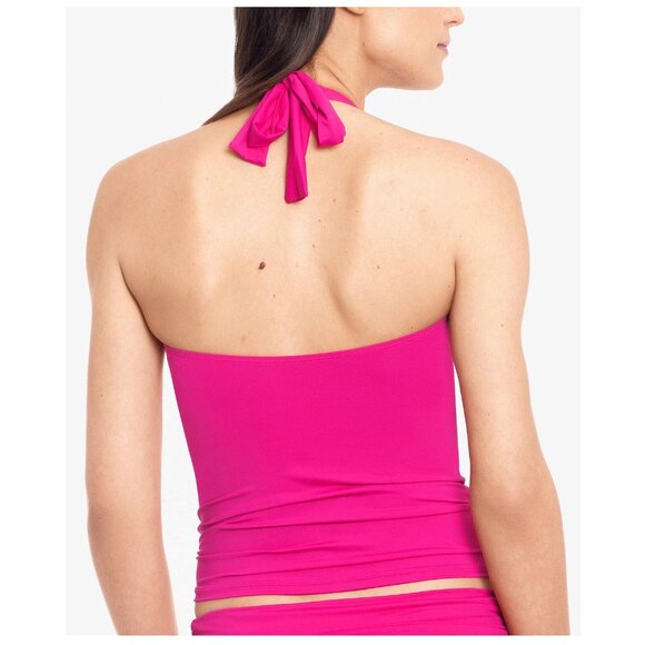 SOILED Lauren Ralph Lauren Molded Cup Halter Tankini Top Pink Size 14 $100 O282 - Picture 3 of 4